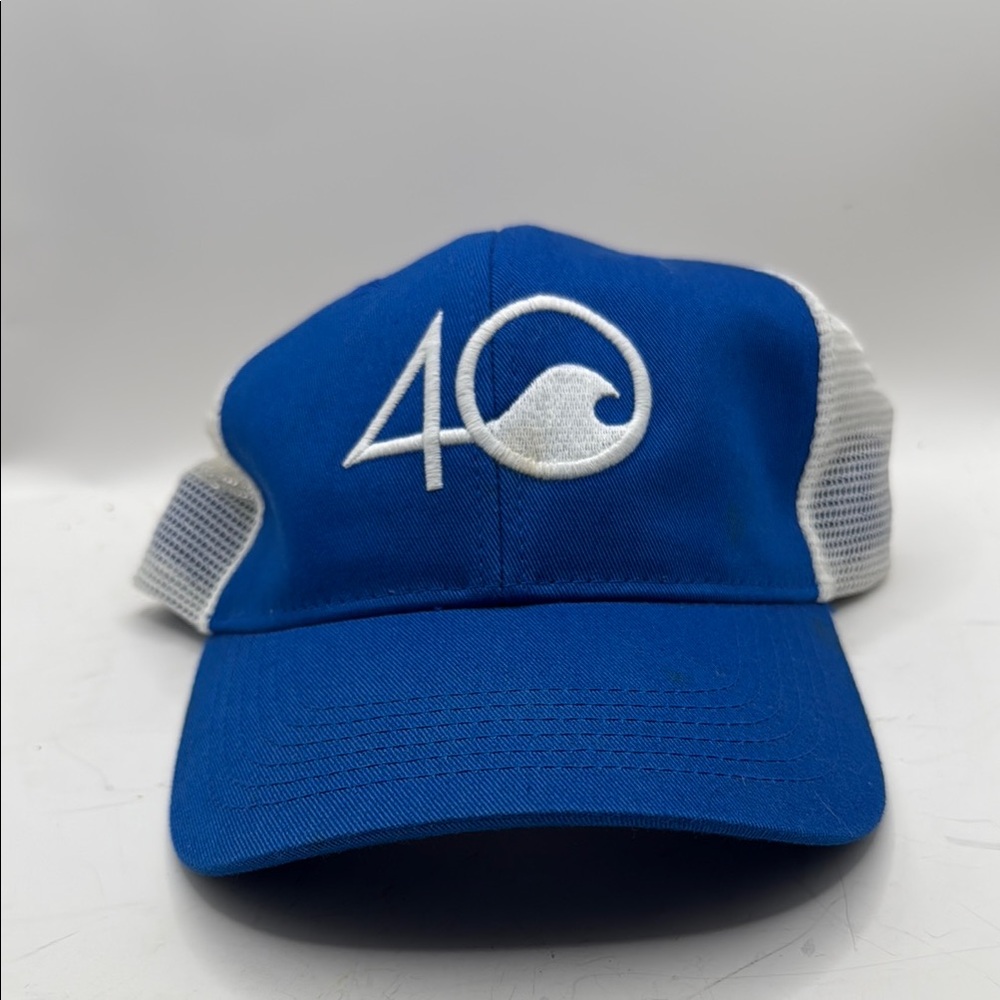 4Ocean Blue White Trucker Hat Cap Clean Environment Recycling Strap Back